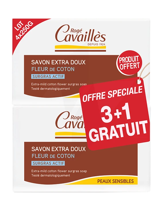 ROGE CAVAILLES EXTRA GENTLE SURGRAS SOAP COTTON FLOWER 4X250G