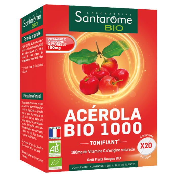 SANTAROME ACEROLA 1000 ORGANIC 20 CHEWABLE TABLETS