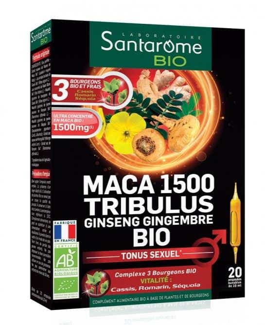 SANTAROME MACA 1500 TRIBULUS GINSENG GINGER ORGANIC 20 BULBS