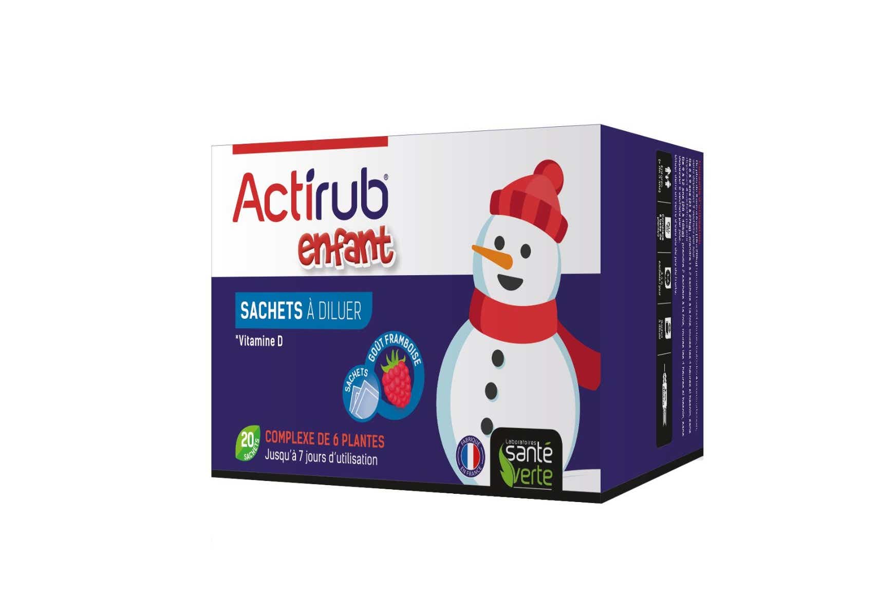 SANTE VERTE ACTIRUB CHILD FOOD SUPPLEMENT SACHETS TO DILUTE VITAMIN WITH RASPBERRY FLAVOR 20 SACHETS