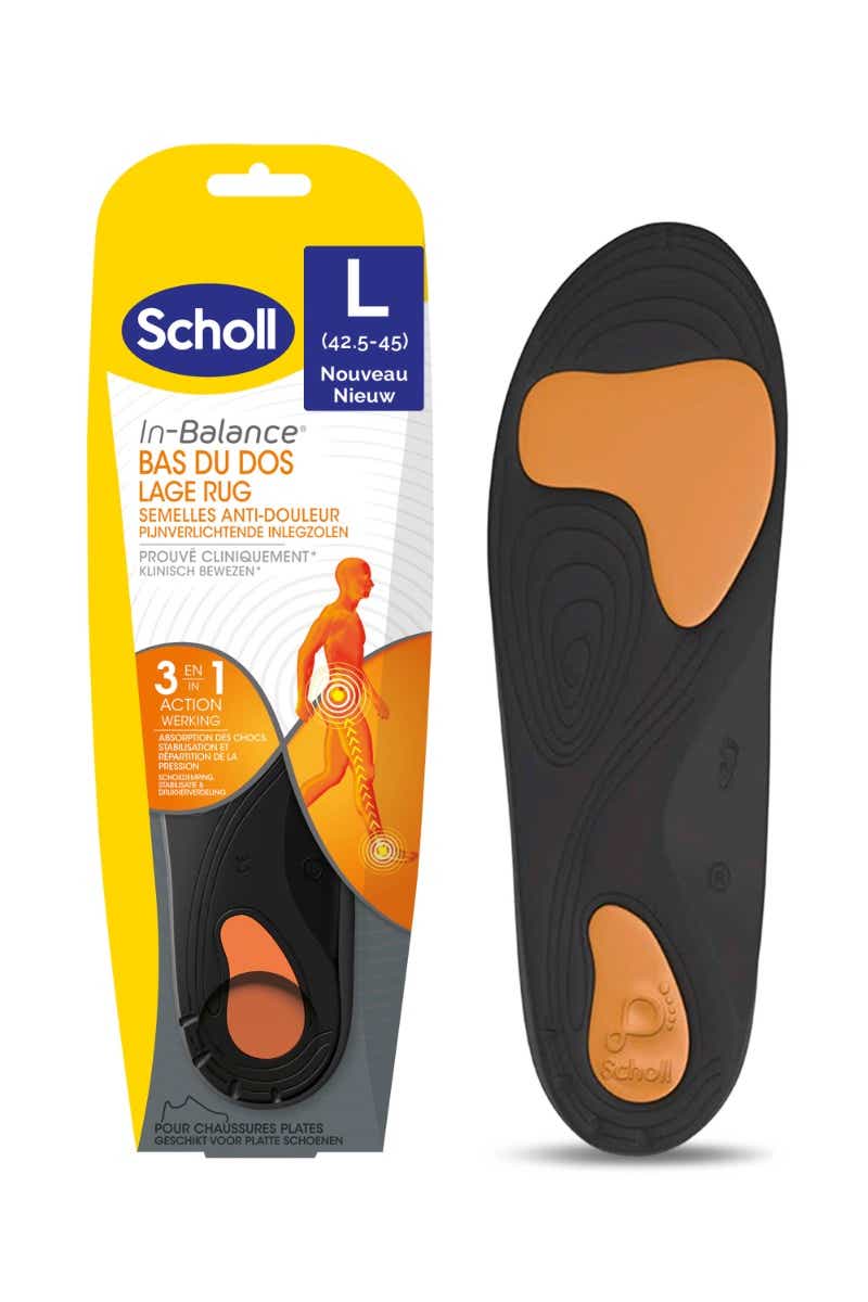 SCHOLL IN BALANCE ANTI-PAIN LOWER BACK INSOLES SIZE L 42 5 TO 45 1 PAIR