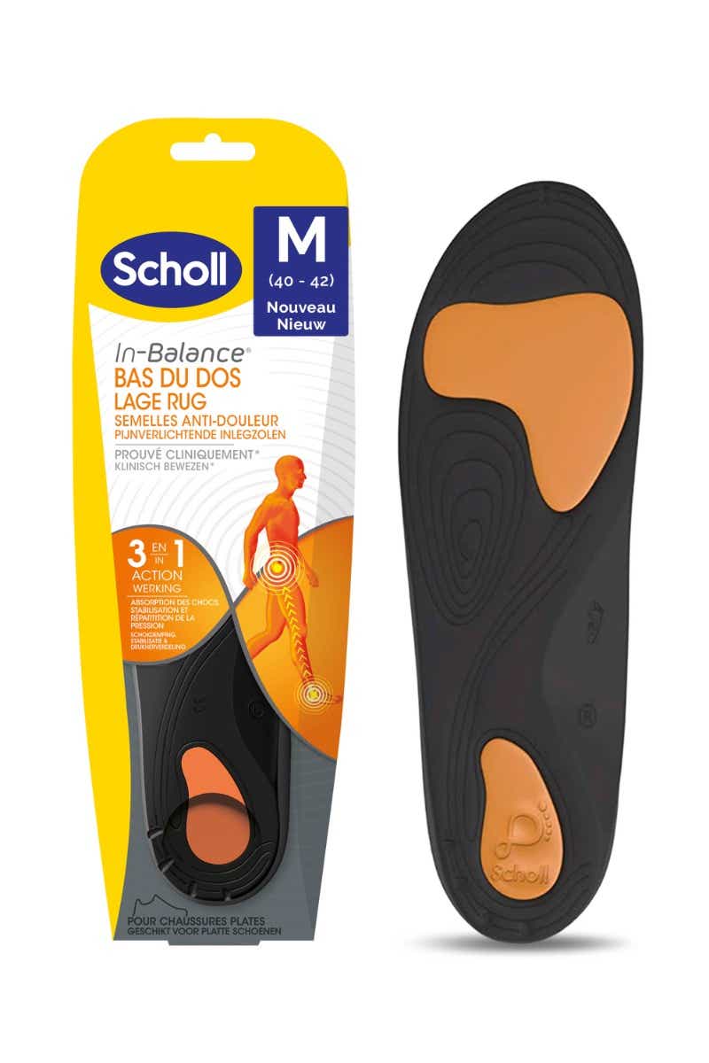 SCHOLL IN BALANCE ANTI-PAIN LOWER BACK INSOLES SIZE M 40 TO 42 1 PAIR