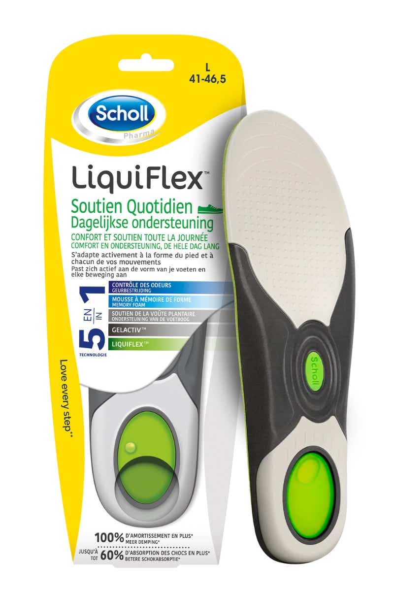 SCHOLL LIQUIFLEX INSOLES DAILY SUPPORT SIZE L 41 TO 46 5 1 PAIR