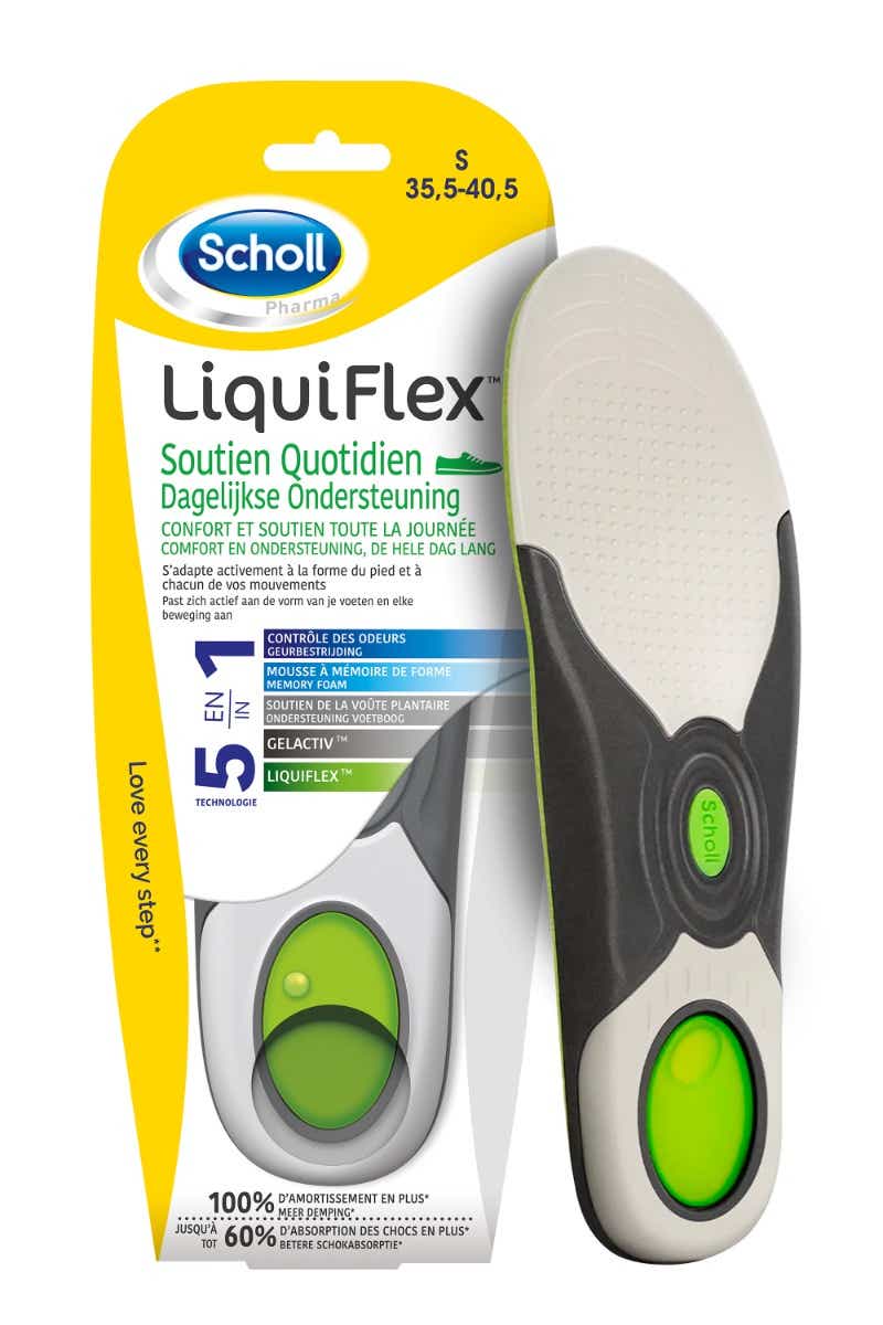 SCHOLL LIQUIFLEX INSOLES DAILY SUPPORT SIZE S 35 5 TO 40 5 1 PAIR