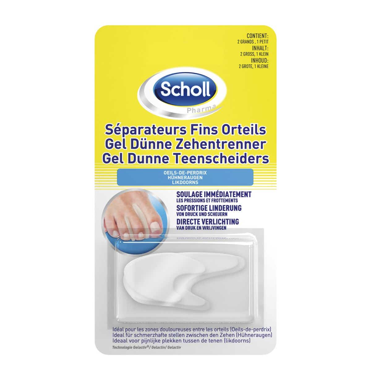 SCHOLL GELACTIV FINE TOE SEPARATORS 3 UNITS