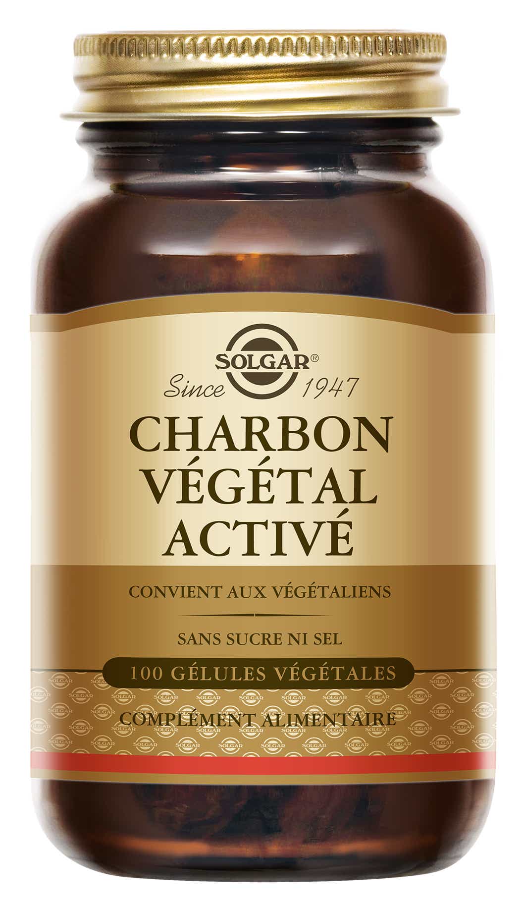 SOLGAR ACTIVATED VEGETABLE CHARCOAL 100 VEGETABLE CAPSULES