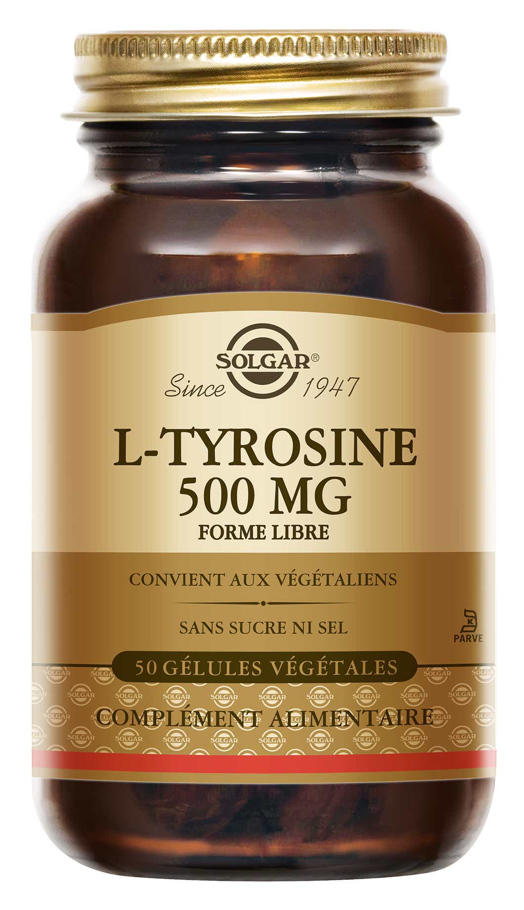 SOLGAR L TYROSINE 500MG 50 VEGETABLE CAPSULES
