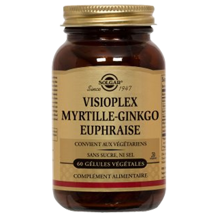 SOLGAR VISIOPLEX BLUEBERRY GINGKO EUPHRAISE 60 VEGETABLE CAPSULES