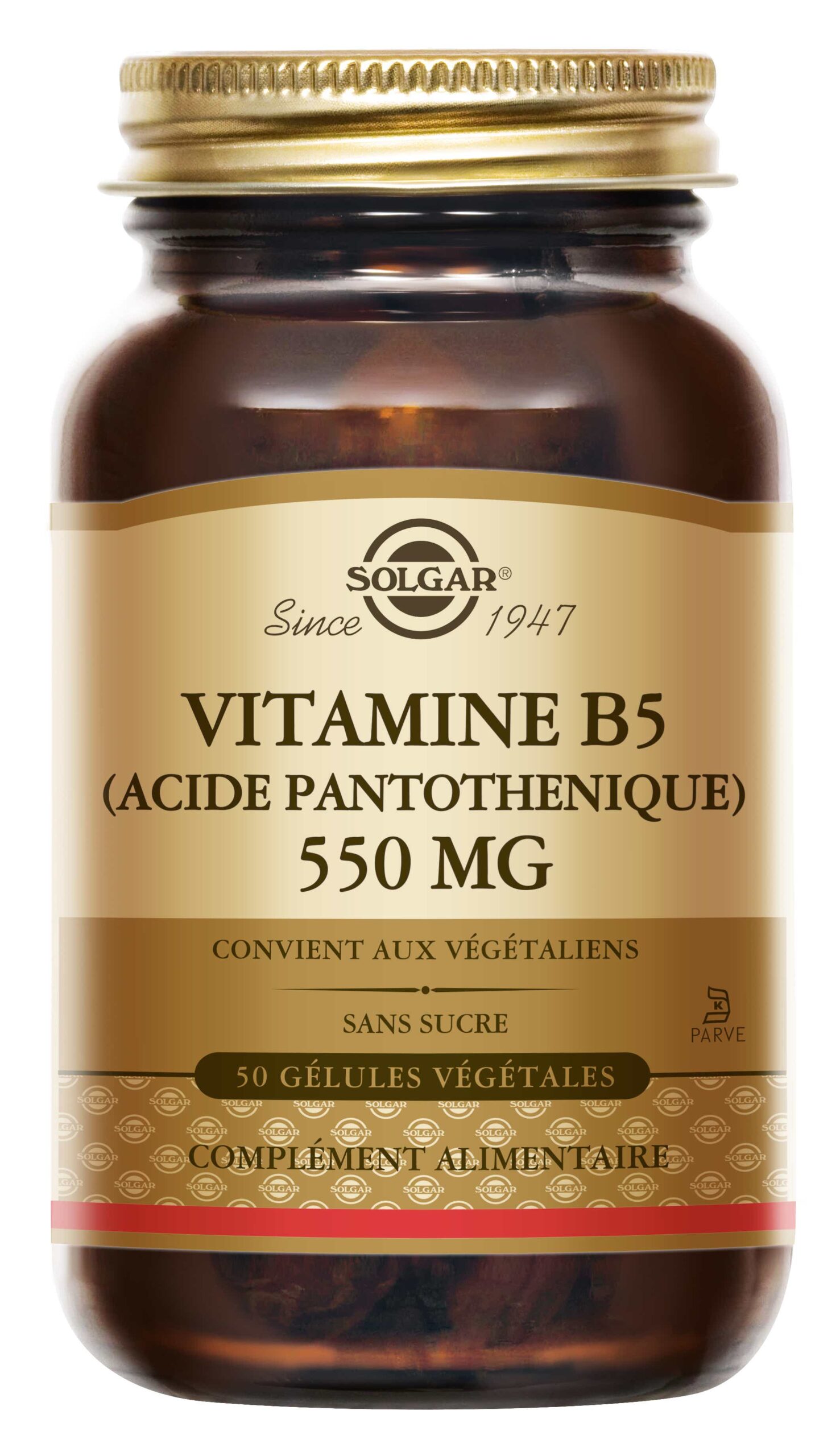 SOLGAR VITAMIN B5 PANTOTHENIC 550MG 50 VEGETABLE CAPSULES