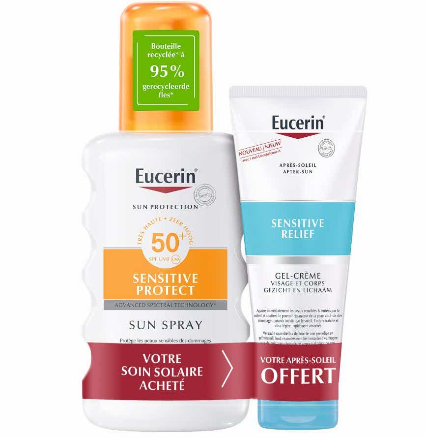 SUN PROTECTION SENSITIVE PROTECT SUN SPRAY SPF50 SENSITIVE SKIN 200ML AFTER SUN SENSITIVE RELIEF 50ML FREE