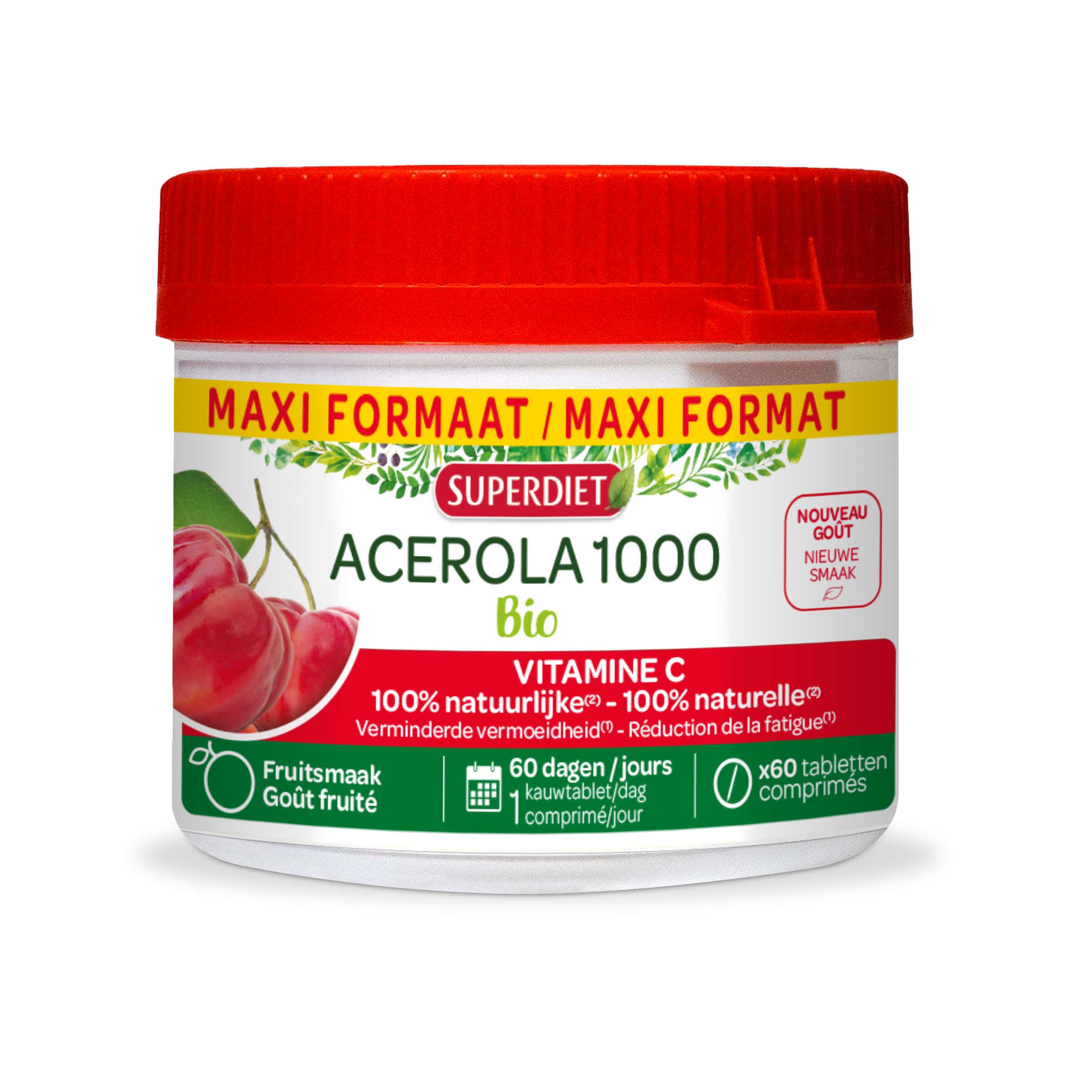 SUPERDIET ACEROLA 1000 ORGANIC 60 CHEWABLE TABLETS