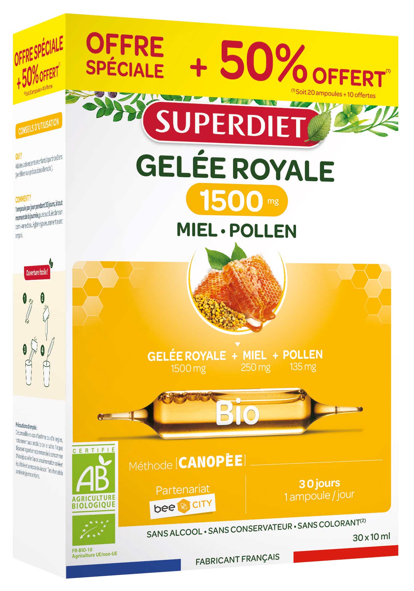 SUPERDIET ROYAL JELLY 1500MG ORGANIC 20X15ML