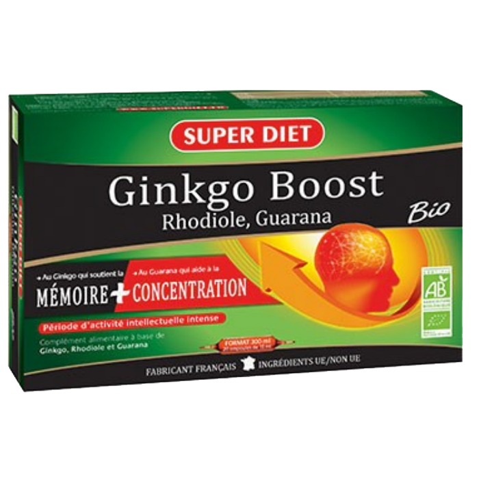 SUPERDIET GINKGO BOOST ORGANIC 20AMPOULES