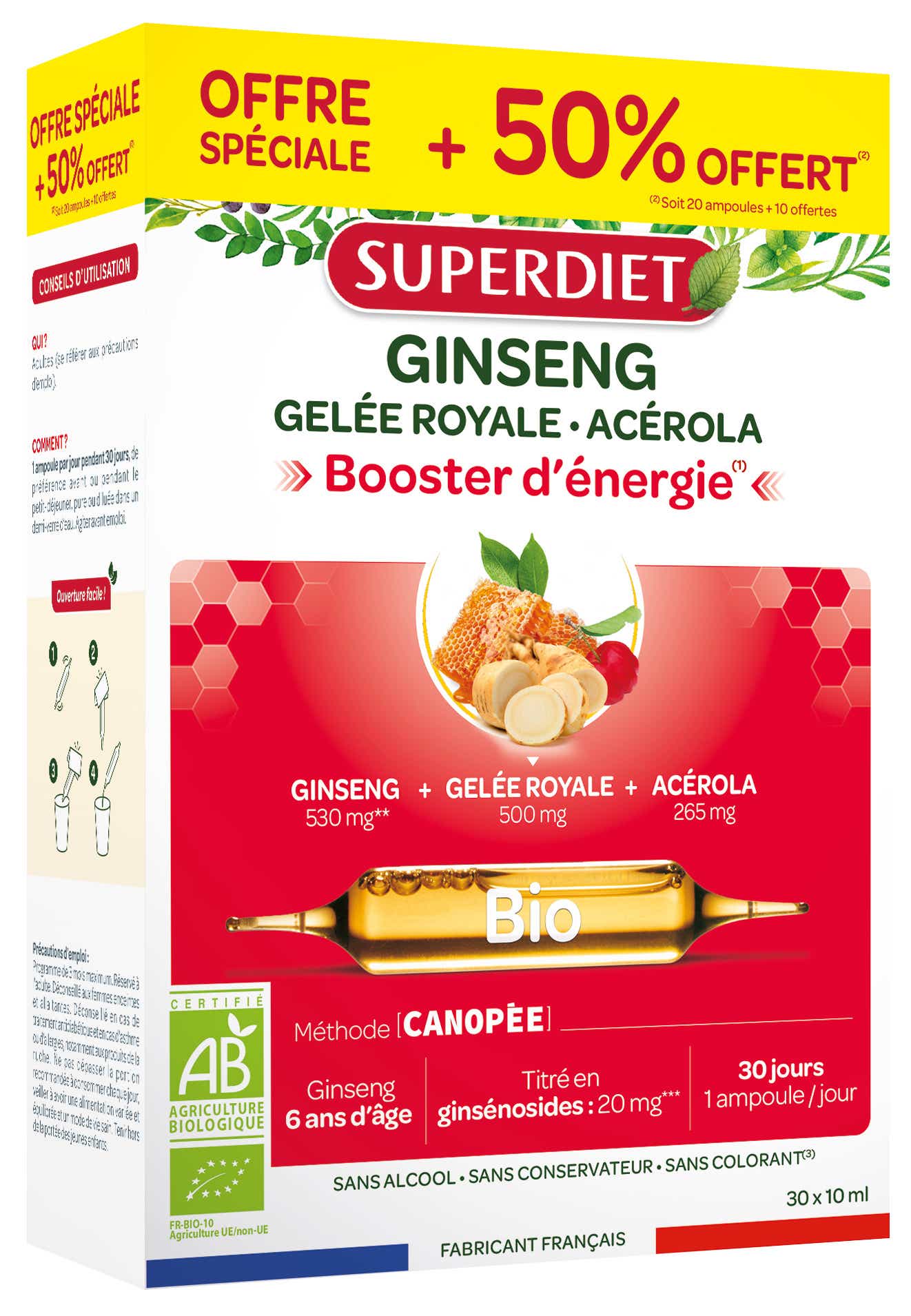 SUPERDIET GINSENG ROYAL JELLY AND ORGANIC ACEROLA 30X15ML
