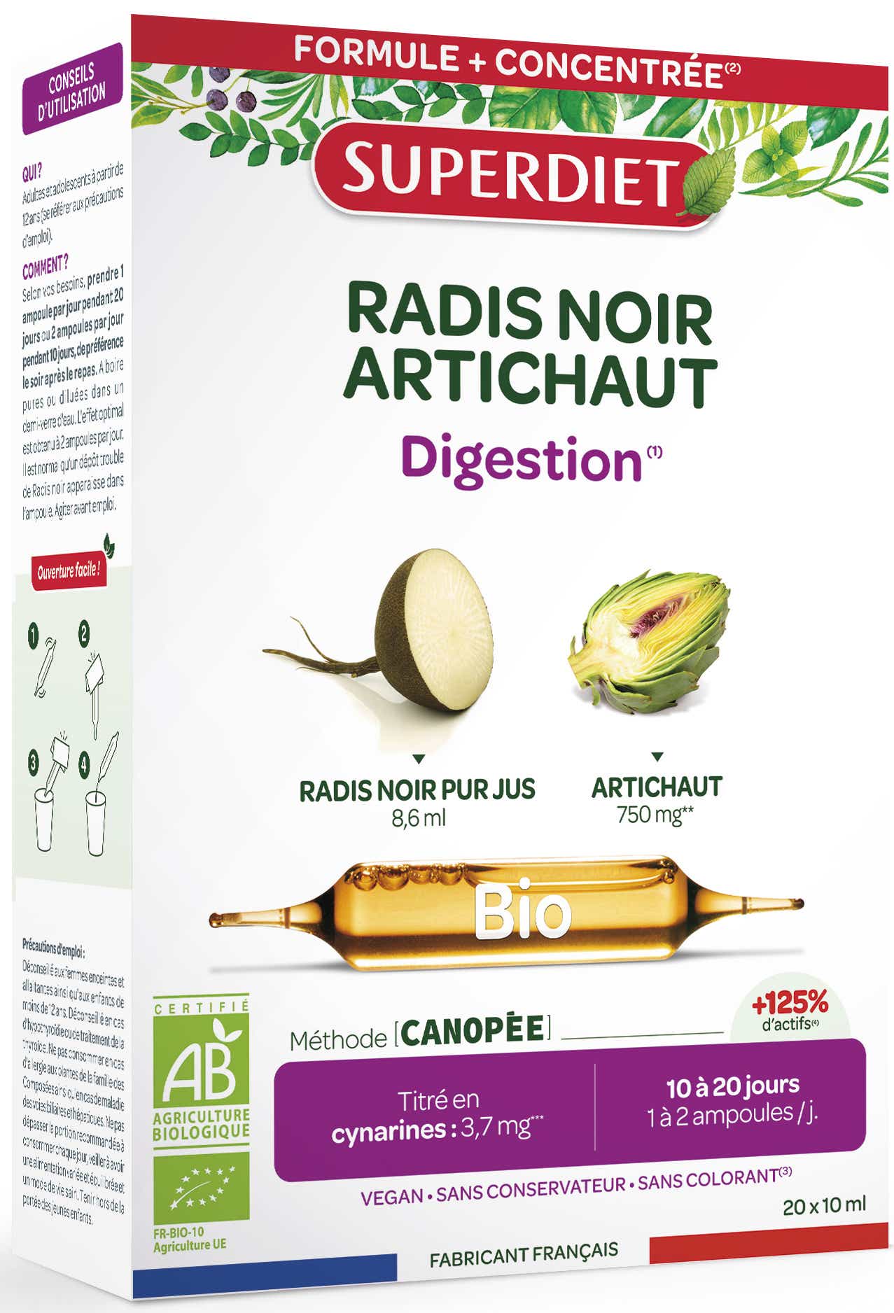 SUPERDIET ORGANIC ARTICHOKE BLACK RADISH 20 BULBS OF 15 ML