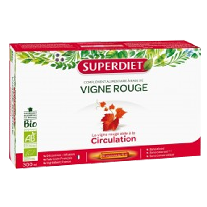 SUPERDIET ORGANIC RED VINE 20 BULBS OF 15ML