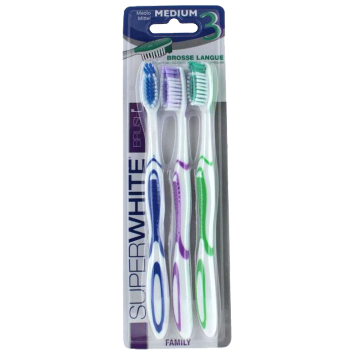 SUPERWHITE FAMILY MEDIUM TOOTHBRUSH 3 UNITS