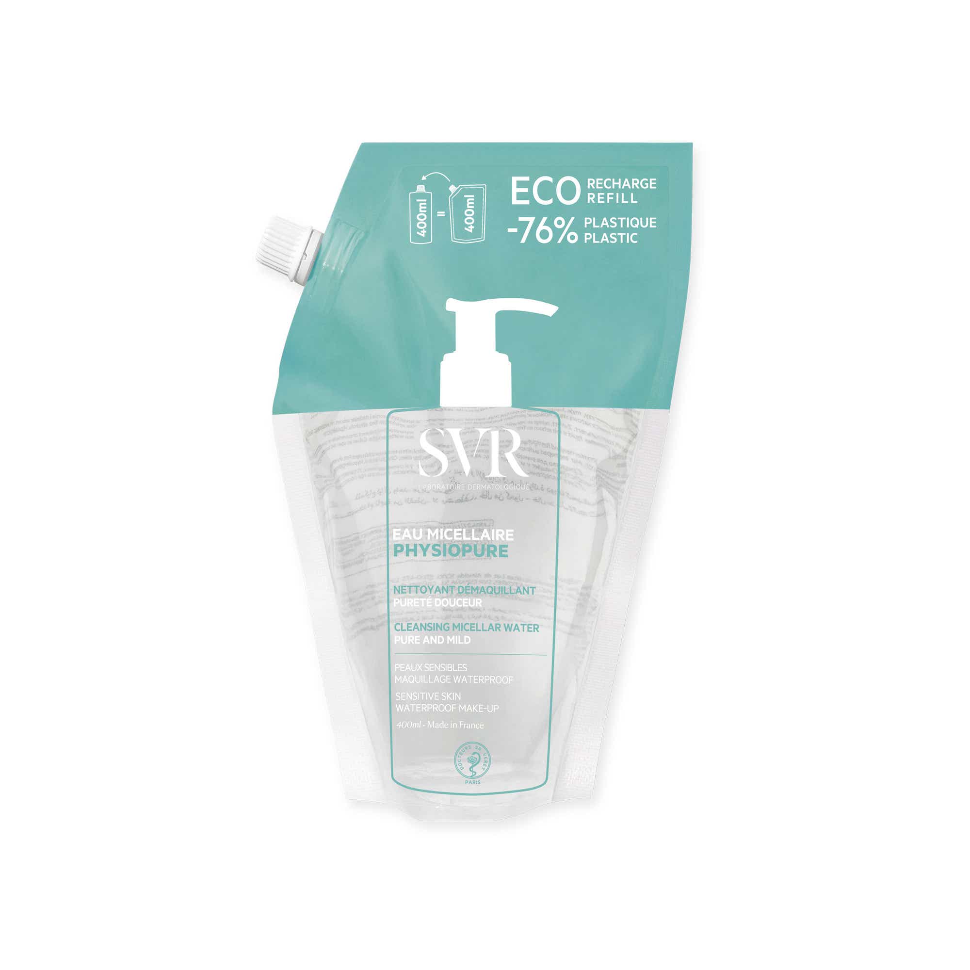 SVR PHYSIOPURE ECO REFILL MICELLAR WATER CLEANSER MAKE-UP REMOVER FACE AND EYE SENSITIVE SKIN 400ML