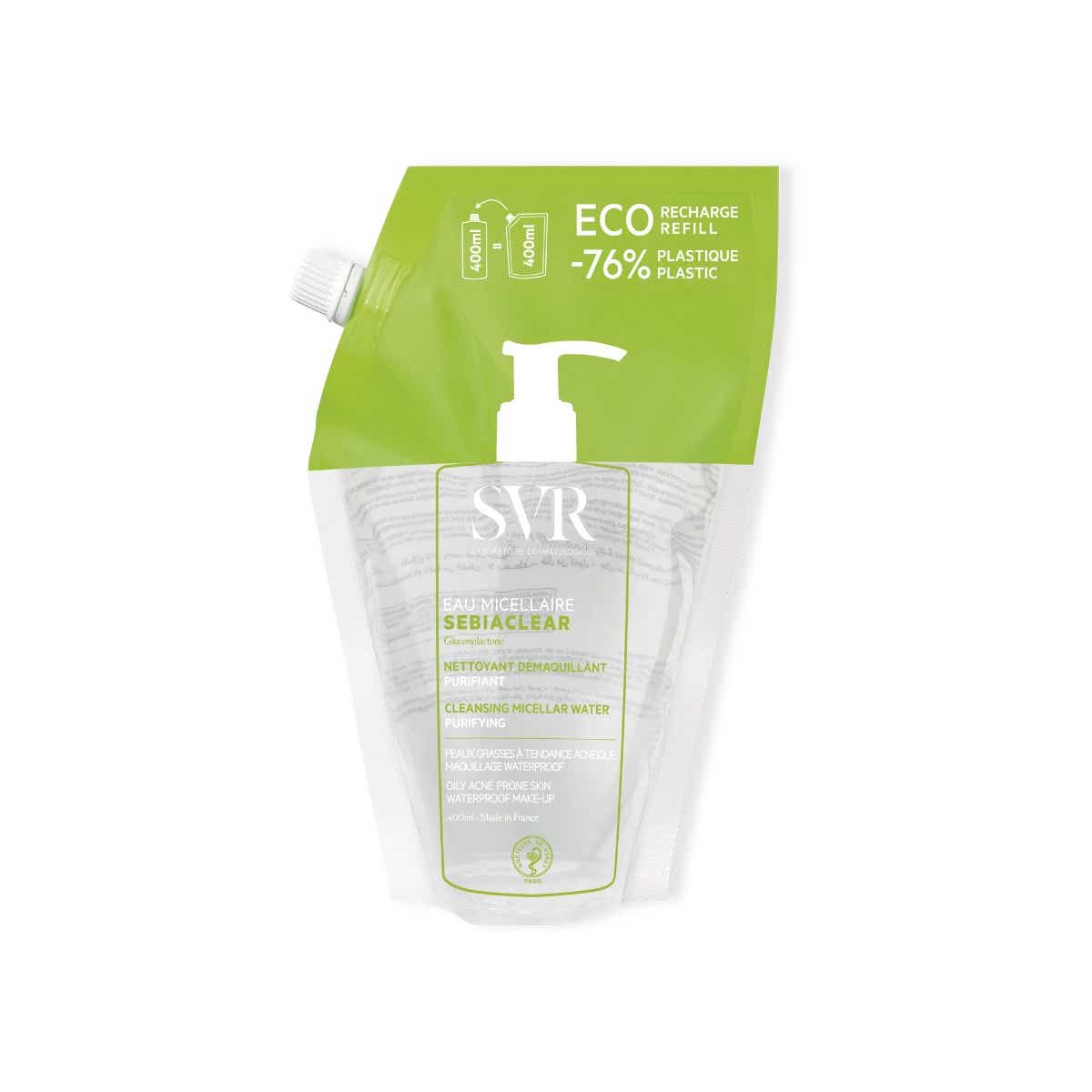 SVR SEBIACLEAR PURIFYING AND CLEANING MICELLAR WATER ECO REFILL OILY SKIN 400ML