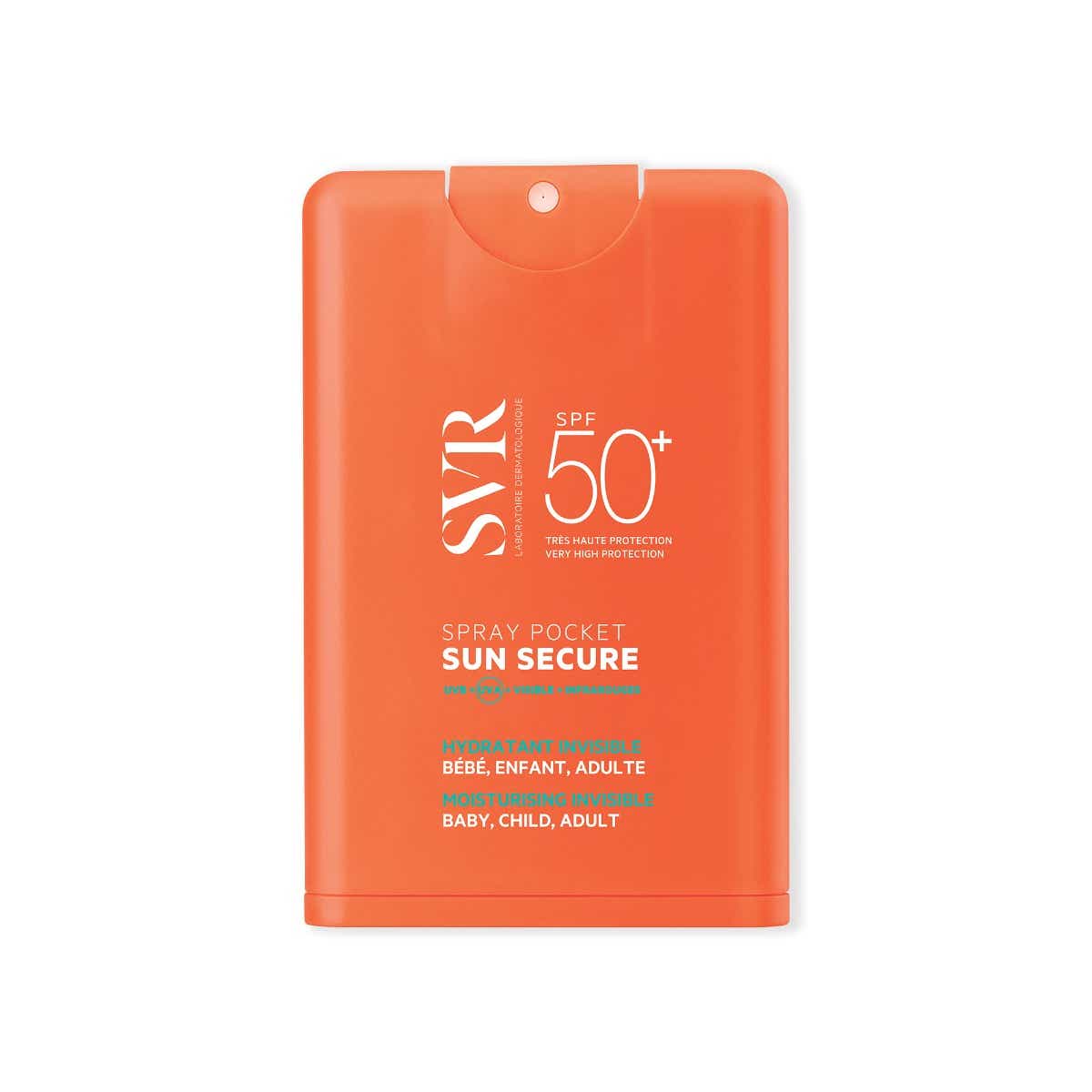 SVR SUN SECURE SOLAR SPRAY POCKET SPF50 20ML FACE AND SENSITIVE AREAS SKIN HYPERSENSITIVE TO THE SUN