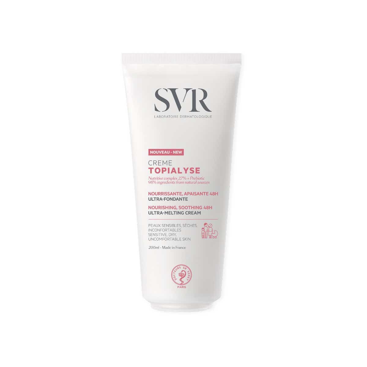 SVR TOPIALYSE NOURISHING SOOTHING CREAM 48H FACE AND BODY DRY SKIN 200ML