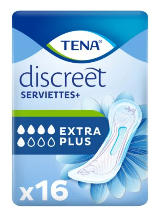 TENA DISCREET EXTRA PLUS URINARY LEAK PADS 16 UNITS