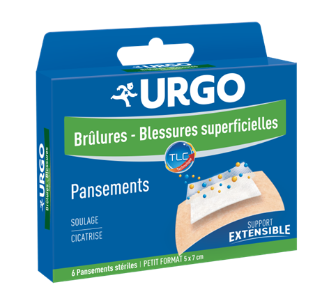 URGO BURNS SUPERFICIAL WOUNDS STERILE DRESSINGS SMALL FORMAT 6 UNITS