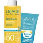 URIAGE BARIESUN INVISIBLE SUNSPRAY SPF50 FACE AND BODY SENSITIVE SKIN 200 ML AFTER SUN REPAIR BALM FACE AND BODY HEATED SKIN 50ML FREE