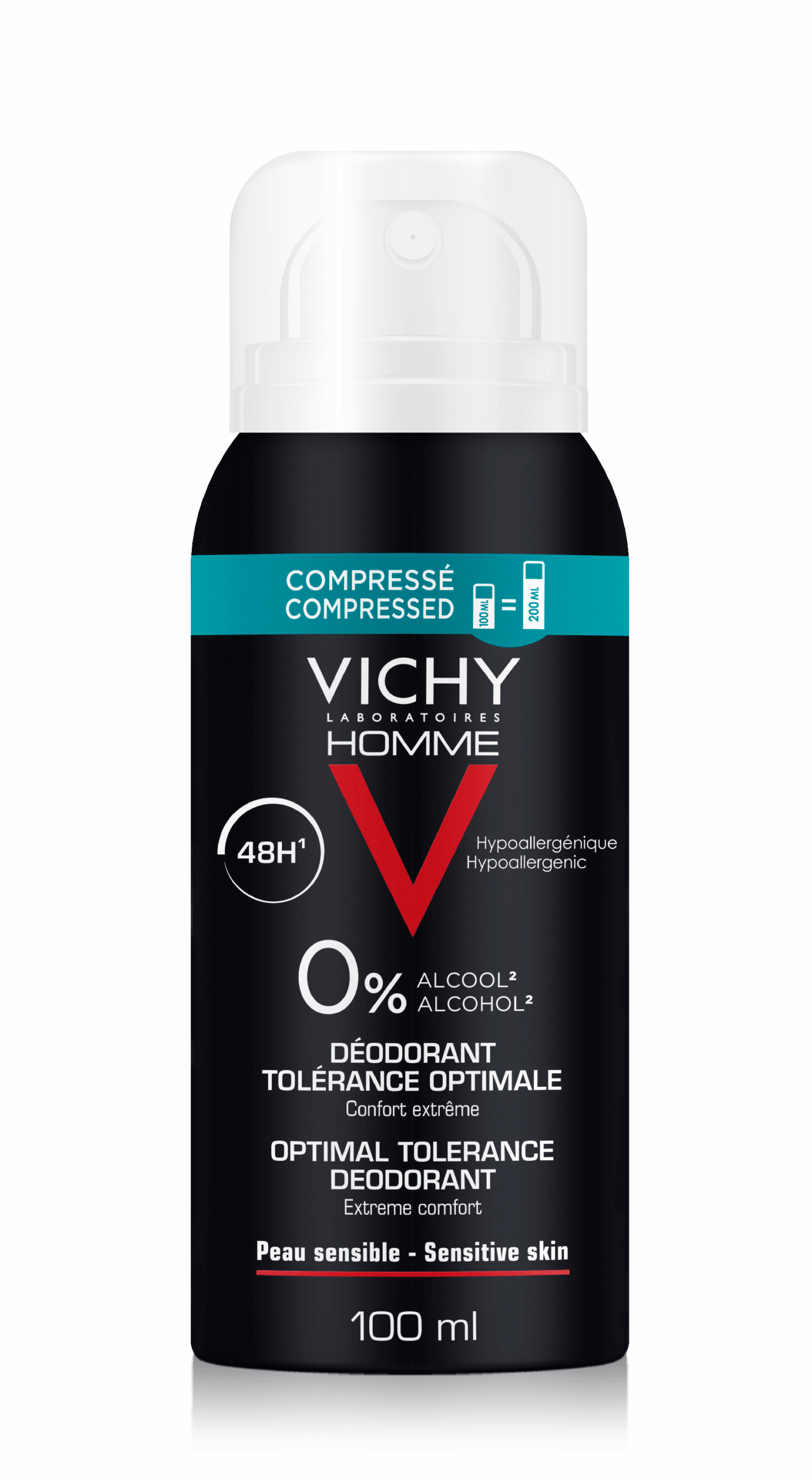VICHY MEN'S DEODORANT OPTIMAL TOLERANCE COMPRESSED FORMAT 100ML