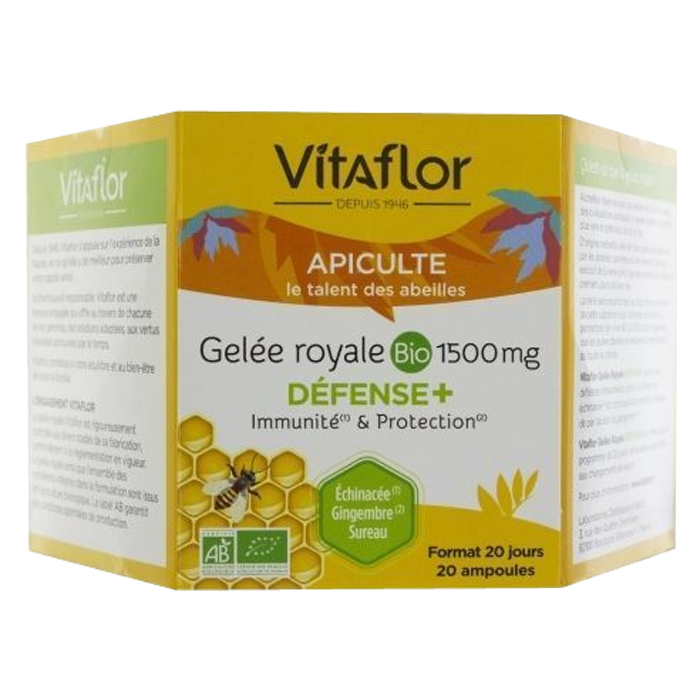 VITAFLOR APICULTE ORGANIC ROYAL JELLY 1500MG DEFENSE 20 BULBS