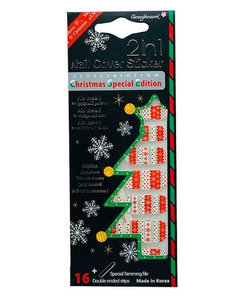 GLOSSY BLOSSOM 2 IN 1 NAIL COVER  CHRISTMAS STICKER  