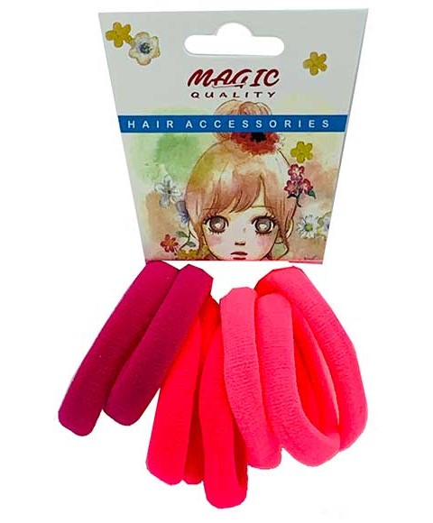 MAGIC QUALITY ELASTIC HAIR BANDS ASSORTED TP15PINK 