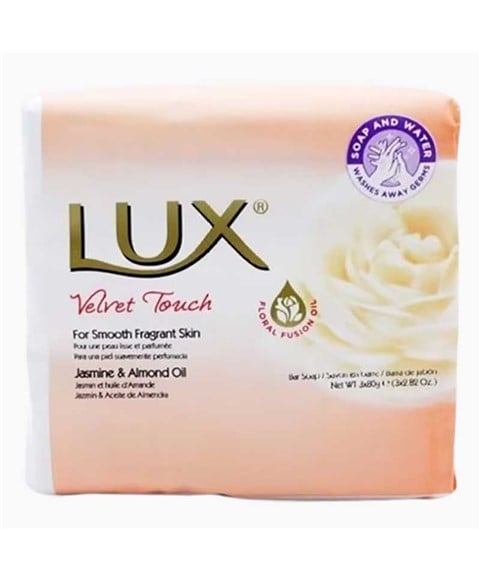 LUX VELVET TOUCH SOAP BAR WITH JASMINE AND ALMOND OIL 