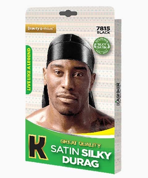 BEAUTY AMBITION GREAT QUALITY SATIN SILKY DURAG 7815 BLACK