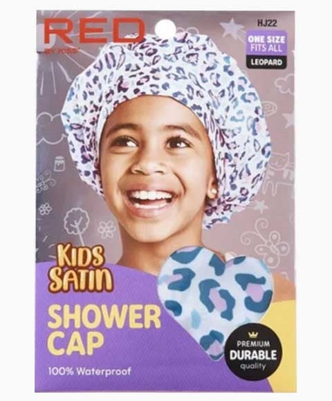 RED BY KISS KIDS SATIN SHOWER CAP LEOPARD HJ22 