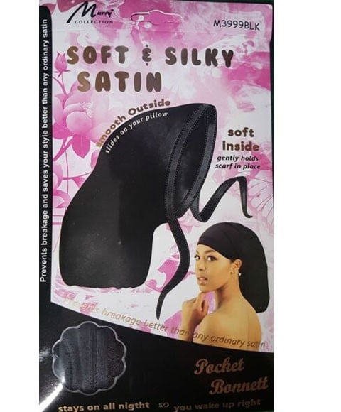 MURRY SOFT AND SILKY SATIN POCKET BONNETT M3999BLK 