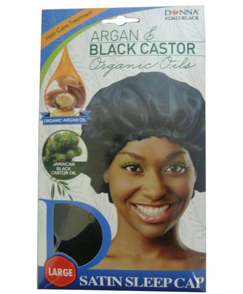 TITAN ARGAN AND BLACK CASTOR SATIN SLEEP CAP 22612 BLACK 