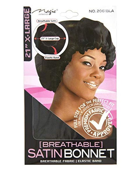 MAGIC COLLECTION BREATHABLE SATIN BONNET 2061BLA 