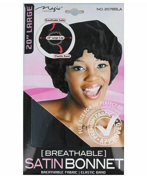 MAGIC COLLECTION BREATHABLE SATIN BONNET 2078BLA 