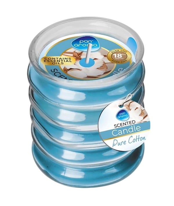 RIBBED GLASS SCENTED CANDLE PURE COTTON 