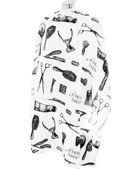 DMI THE BARBERSHOP CAPE BLACK ON WHITE 
