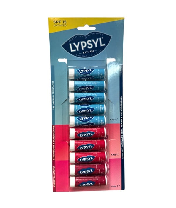 LYPSYL ASSORTED LIP BALM SPF15 HANGING CARD 