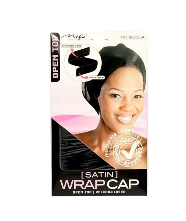 MAGIC COLLECTION SATIN WRAP CAP 2221BLA 