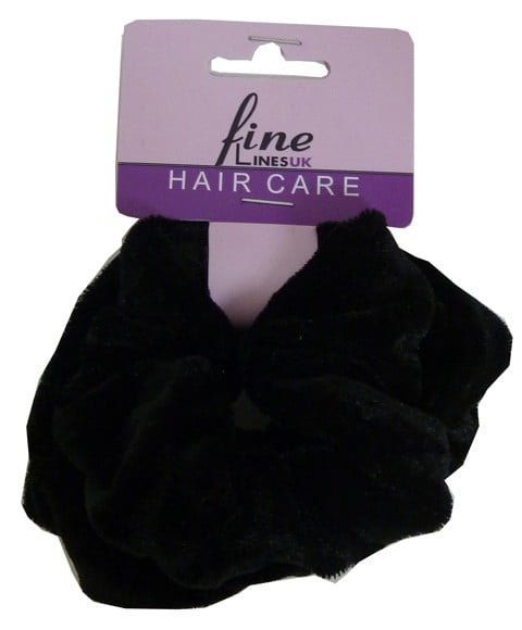 FINE LINESUK VELVET PONYTAIL SCRUNCHIES 6012 B BLACK 