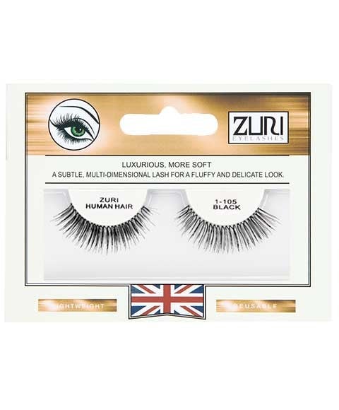 ZURI HUMAN HAIR EYELASHES 1 105 BLACK 