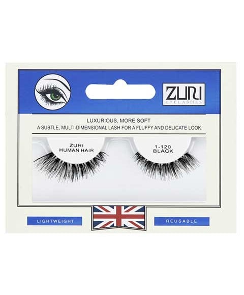 ZURI HUMAN HAIR EYELASHES 1 120 BLACK 