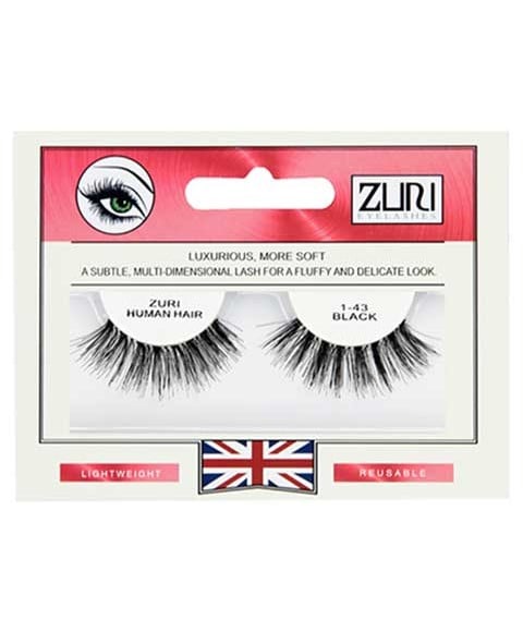 ZURI HUMAN HAIR EYELASHES 1 43 BLACK 