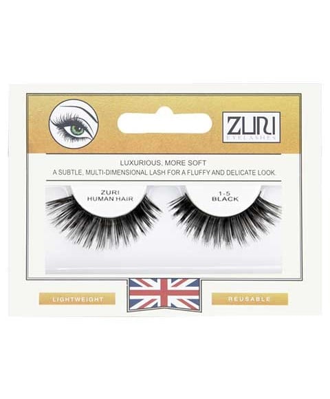 ZURI HUMAN HAIR EYELASHES 1 5 BLACK 