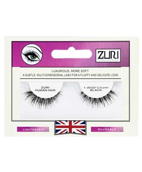 ZURI HUMAN HAIR EYELASHES 1 WISP CHARM BLACK 