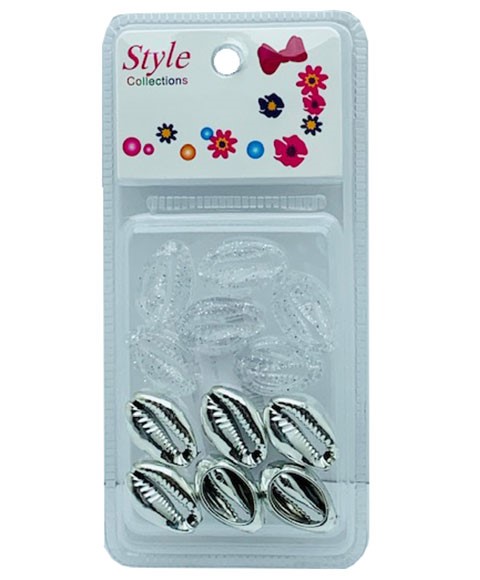STYLE COLLECTION 2 TONE SHELL BEADS BD015 SILVER